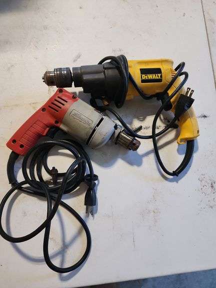 Milwaukee Electric Drill and Dewalt Electric Drill image