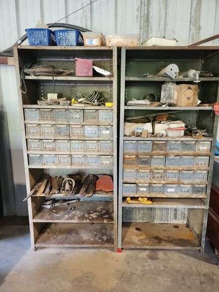 2 Metal Hardware Shelves and ALL Contents 38"x84"x19" each image