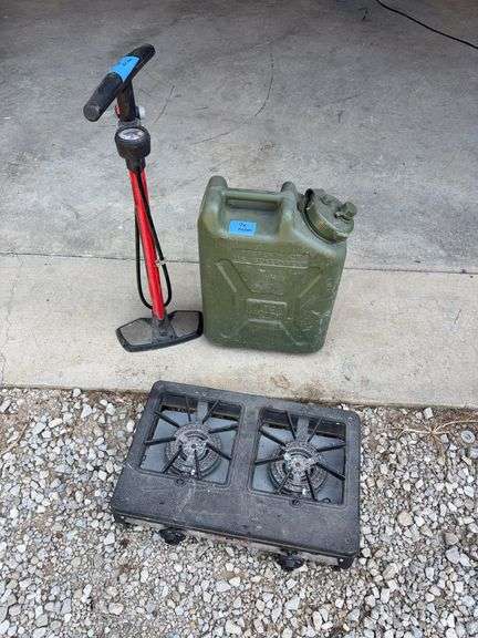Bike Pump, Camp Stove, Water Can image