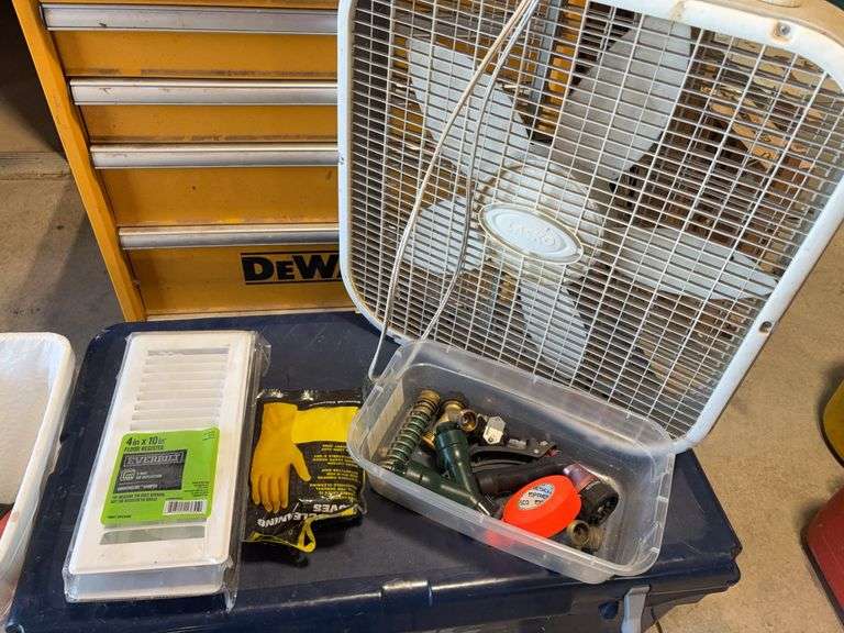 Houseware box fan air vent covers garden hose coupling image