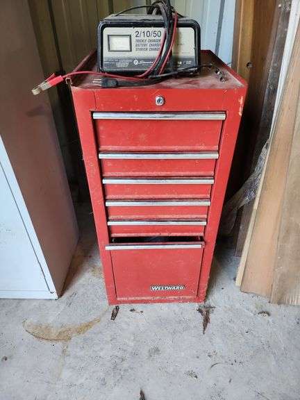 Westward 6 Drawer Floor Tool Cabinet with Contents 16"x36"x18" and Schumacher Trickle Charger (no keys) image