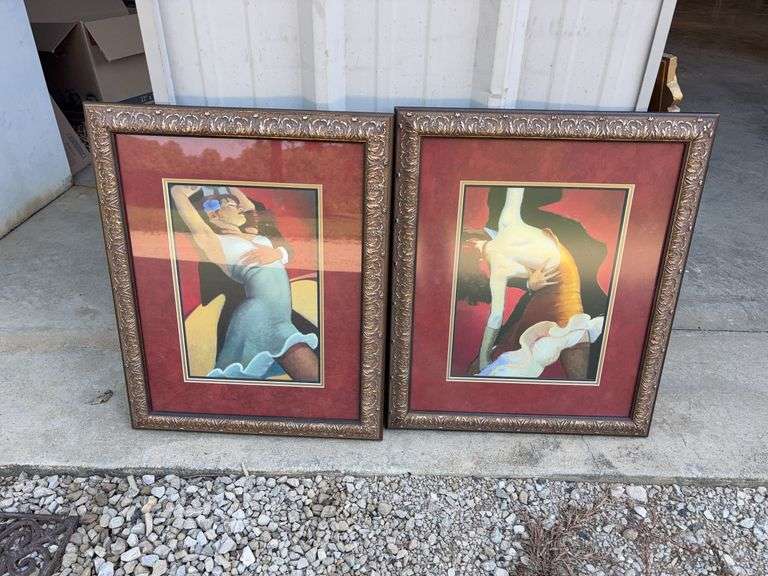 2 Framed Dancing Prints - 22” x 27” image