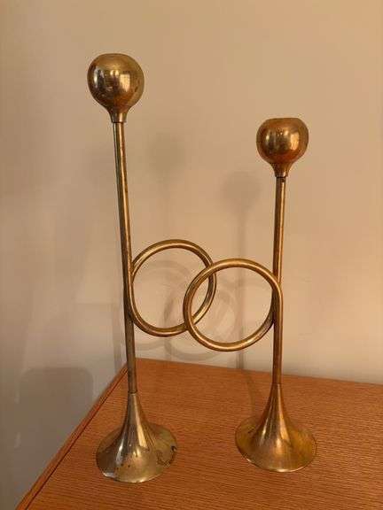 Pair of Trumpet Candle Holders image