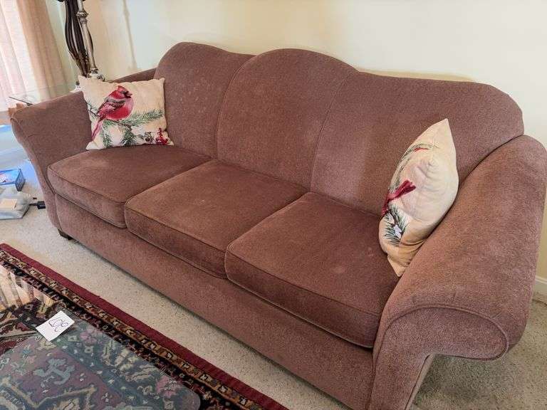 Brown Fabric 3 Cushion Sofa - 7.5’ image