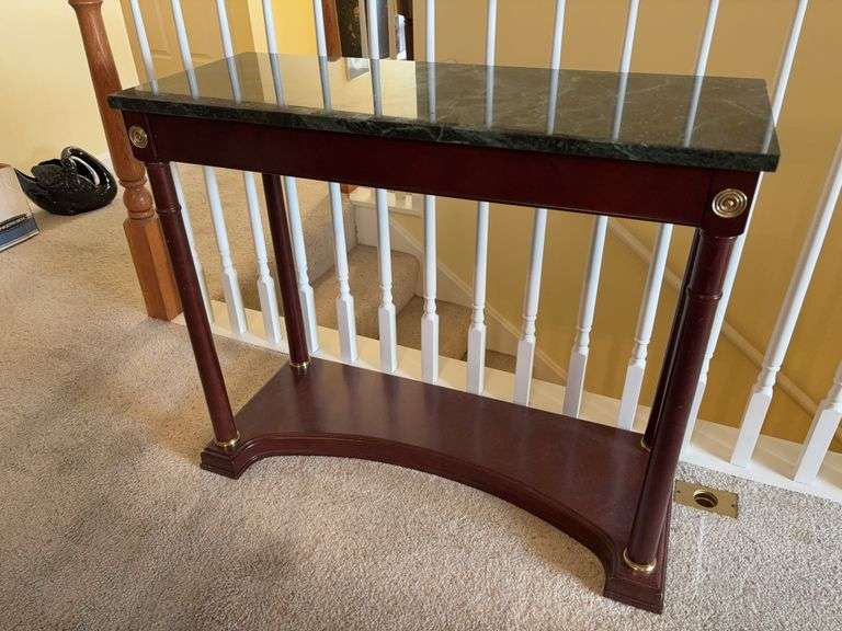 Green Marble Top Sofa Table - 35”W x 14”D x 30”H image