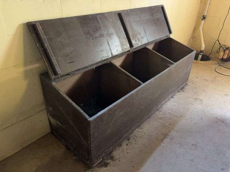 Large Wooden Feed Box - 72”W x 22”D x 24”H - located in basement - buyer responsible for removal image