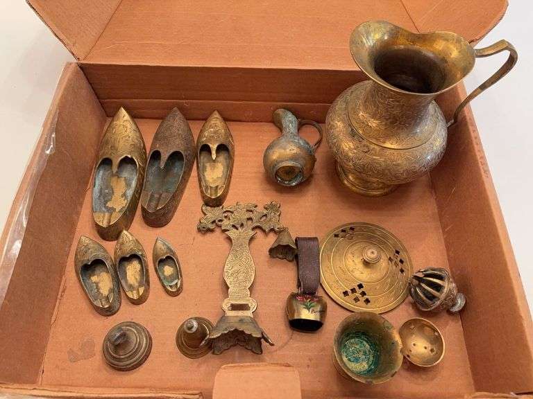 Assorted Brass Slippers, Bells, Misc image