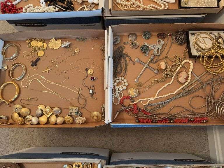 2 Box Lots of Assorted Costume Jewelry bracelets and crosses image