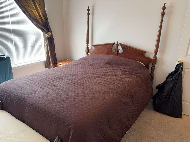 Queen Sized Bed Frame - mattress and box spring given to buyer at no charge image