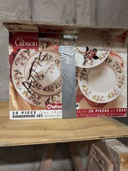 Pair of Gibson Christmas Dinnerware Sets uncertain if sets are complete image