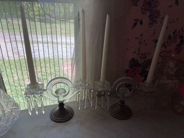 Pair of Candle Holders with Sterling Bases image
