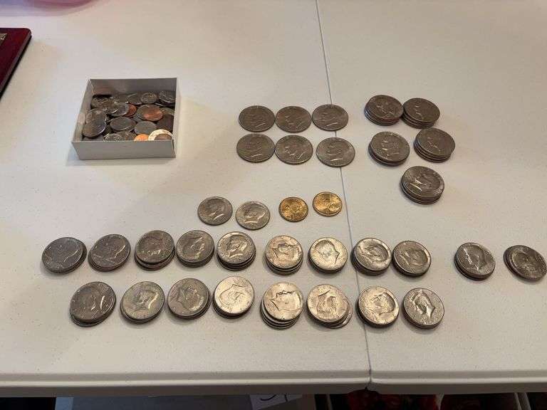 Assorted JFK Half Dollars, Eisenhower One Dollars and Misc image