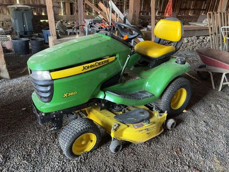 John Deere X360 Riding Mower - 48” - includes 44” John Deere Blade -  battery is dead - will not start - hours unknown - image