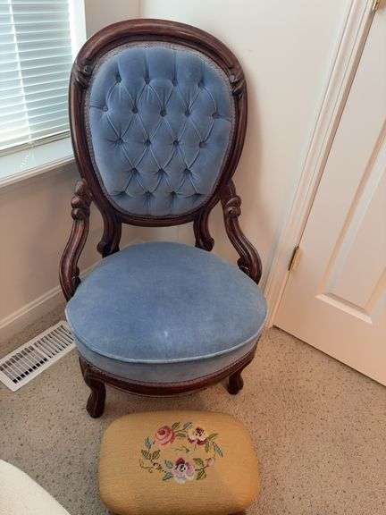 Hip Chair with Button and Tuck Back with Footstool image