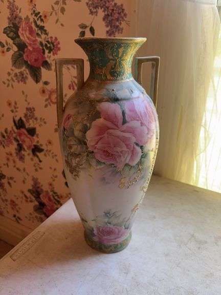 Hand Painter 14.5”H Vase with Handles image