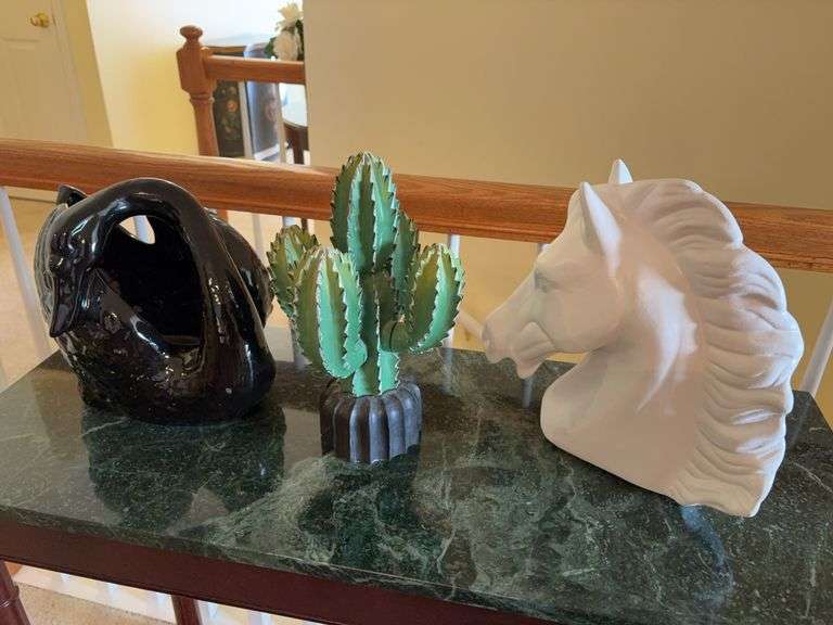 Wooden Cactus, Ceramic Goose and Horse Head image