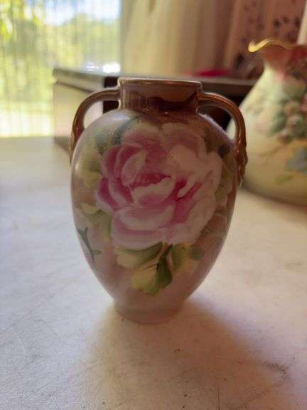 Hand Painted Nippon Flower Vase - 5.5”H image