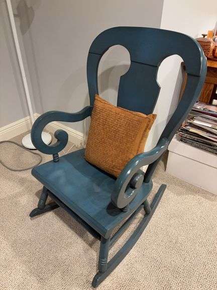 Tell City Teal Colored Wooden Rocking Chair image