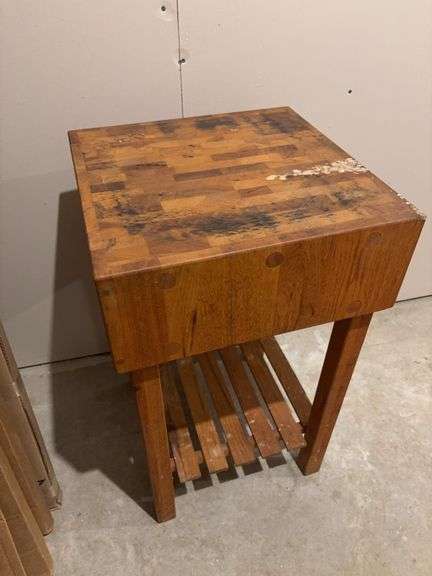 Faux Butcher Block Table - 18”sq x 30”H image