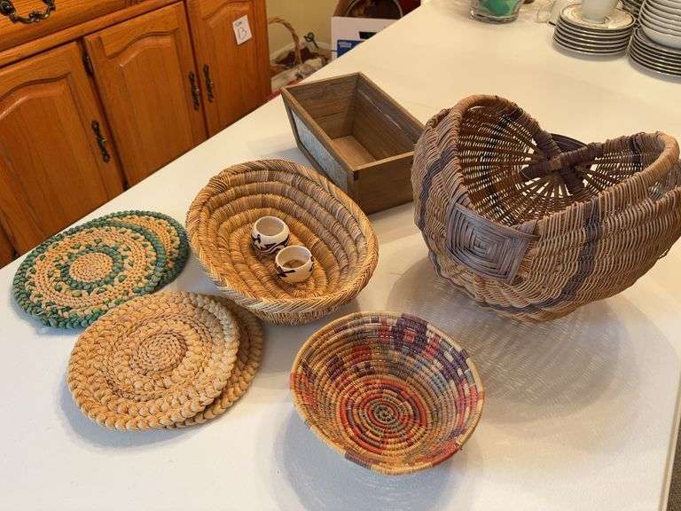 Assorted Wicker Baskets and Misc image