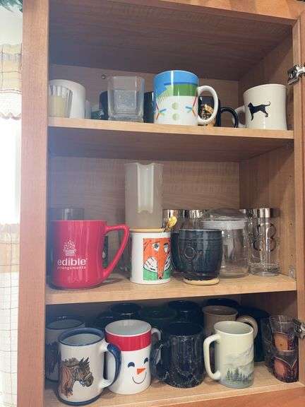 Contents of Kitchen Cabinet - Assorted Coffee Cups and Glassware image