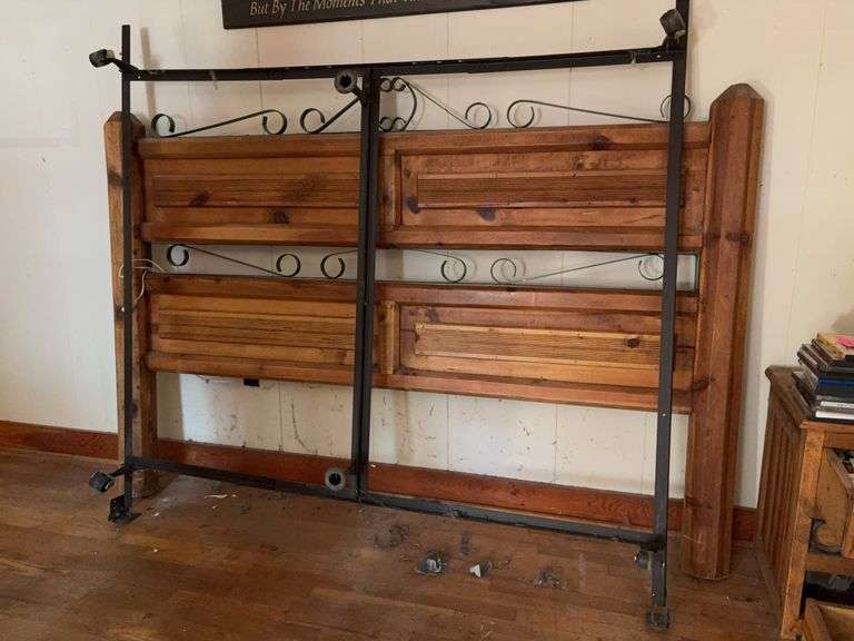 Wooden Bed Headboard with Metal Frame - 90”W image