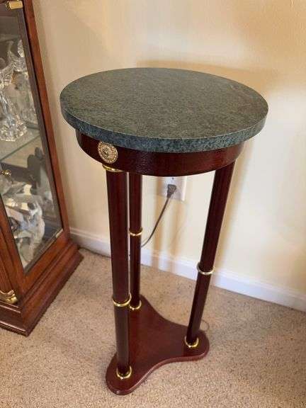 Green Marble Top Plant Stand - 12”D x 27”H image