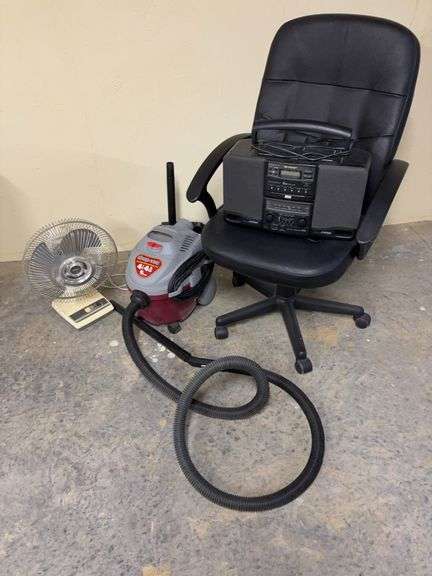 Shop Vac with Office Chair Fan and Radio image
