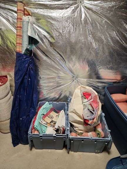 Assorted Fabric Remenants and Yarn Rolls image