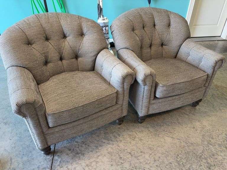 Pair of Smith Brothers by Berne Fabric Arm Chairs image