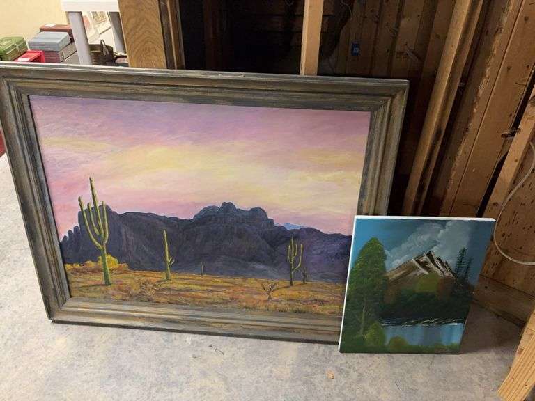 FramedNick Collaers Oil Painting on Canvas 45”x35”with Mountains on Canvas image
