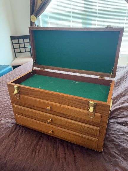 Wooden Felt Lined Tool Box image