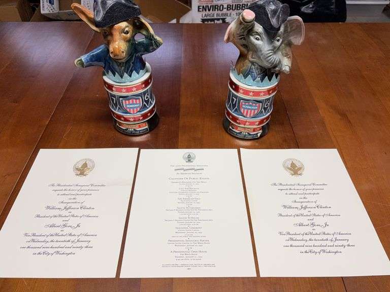 Bill Clinton Inoguaration Invitation with Political Decanters image