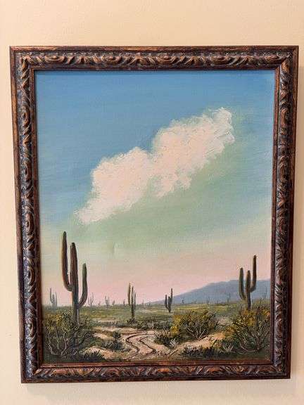 Framed Canvas Painting of Cacti’s - 19”W x 23”H image