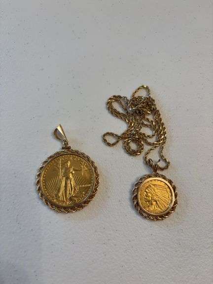 Lady Liberty $50 Coin Pendant and 1909 Five Dollar Coin image