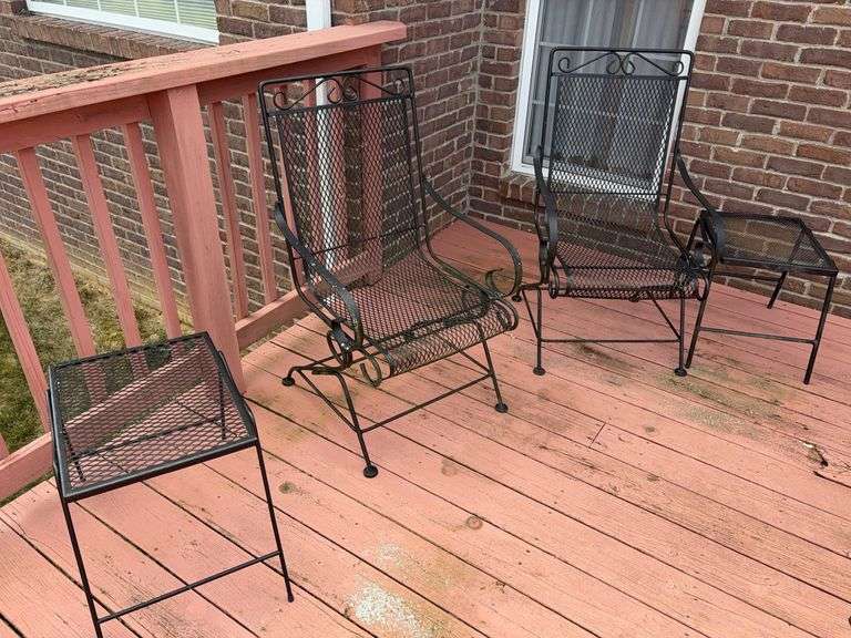 Pair of Rocking Patio Chairs and 2 Side Tables image