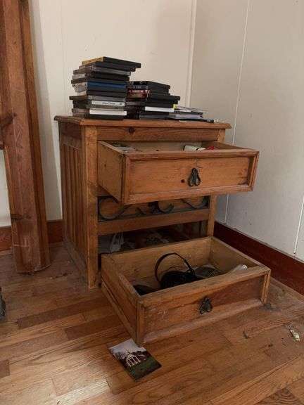 Wooden 2 Drawer Night Stand with Contents - 25”W x 19”D x 25”H image