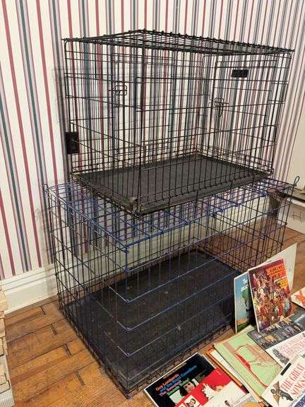 Pair of Dog Kennels - 36”D x 22”W x 25”H & 43”D x 26”W x 28” image