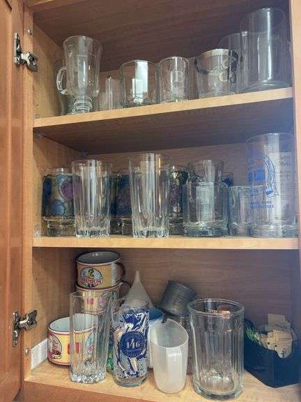 Contents of Kitchen Cabinet - Assorted Glassware and Soup Cups image