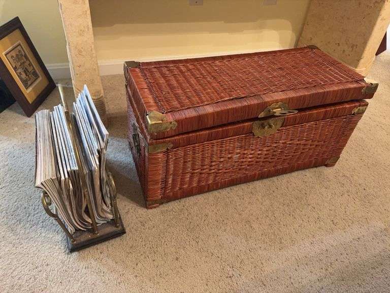 Wicker Chest and Magazine Rack image