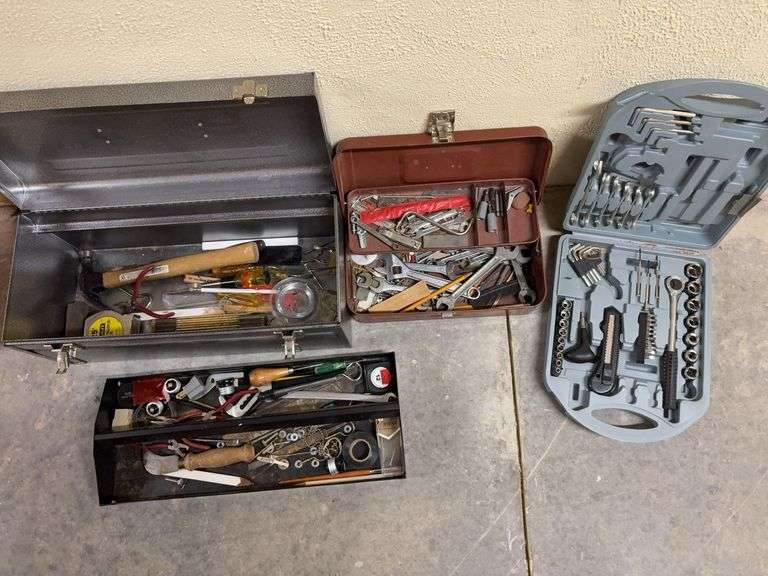 3 Tool Sets wrenches drivers hammer ect image