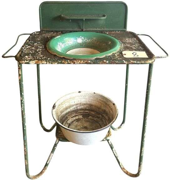 VINTAGE ENAMEL WASH STAND AS-FOUND/READY TO BE RESTORED image