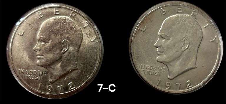 TWO 1972 U.S. EISENHOWER DOLLAR COINS image