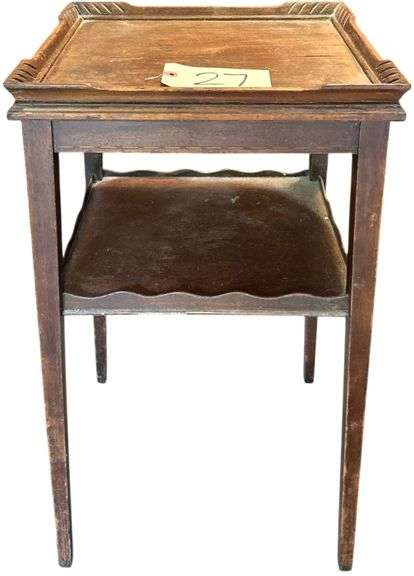ANTIQUE WOODEN 2-TIER SIDE TABLE - READY TO BE RESTORED image