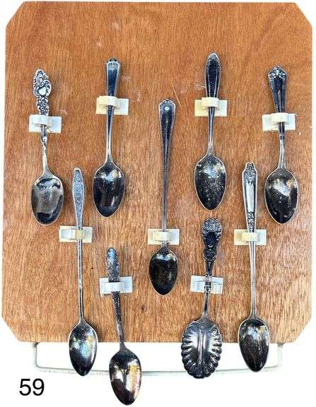 EIGHT VINTAGE TO ANTIQUE SILVER SPOONS TO INCLUDE WILLIAM ROGERS, ONEIDA, AND WALLINGFORD image