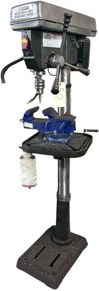 CENTRAL MACHINERY 16-SPEED HEAVY DUTY FLOOR DRILL PRESS W/ VISE
