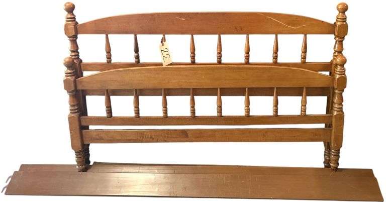 FULL-SIZE WOODEN BED FRAME (APPROX. 52” WIDE), READY TO BE RESTORED image