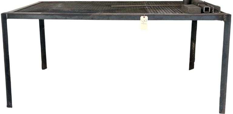 MESH TOP WELDING TABLE APPROX. 31.5” DEEP X 75” LONG X 34.5” TALL - CONTENTS NOT INCLUDED