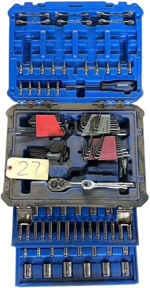 KOBALT TOOL KIT TO INCLUDE WRENCHES, SCREWDRIVER W/ BITS, ALLEN WRENCHES, RATCHETS, AND SOCKETS