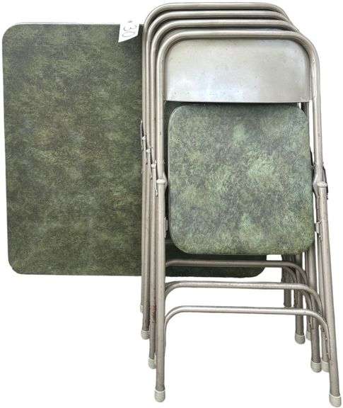 SAMSONITE CARD TABLE W/ 4 MATCHING SAMSONITE CHAIRS image